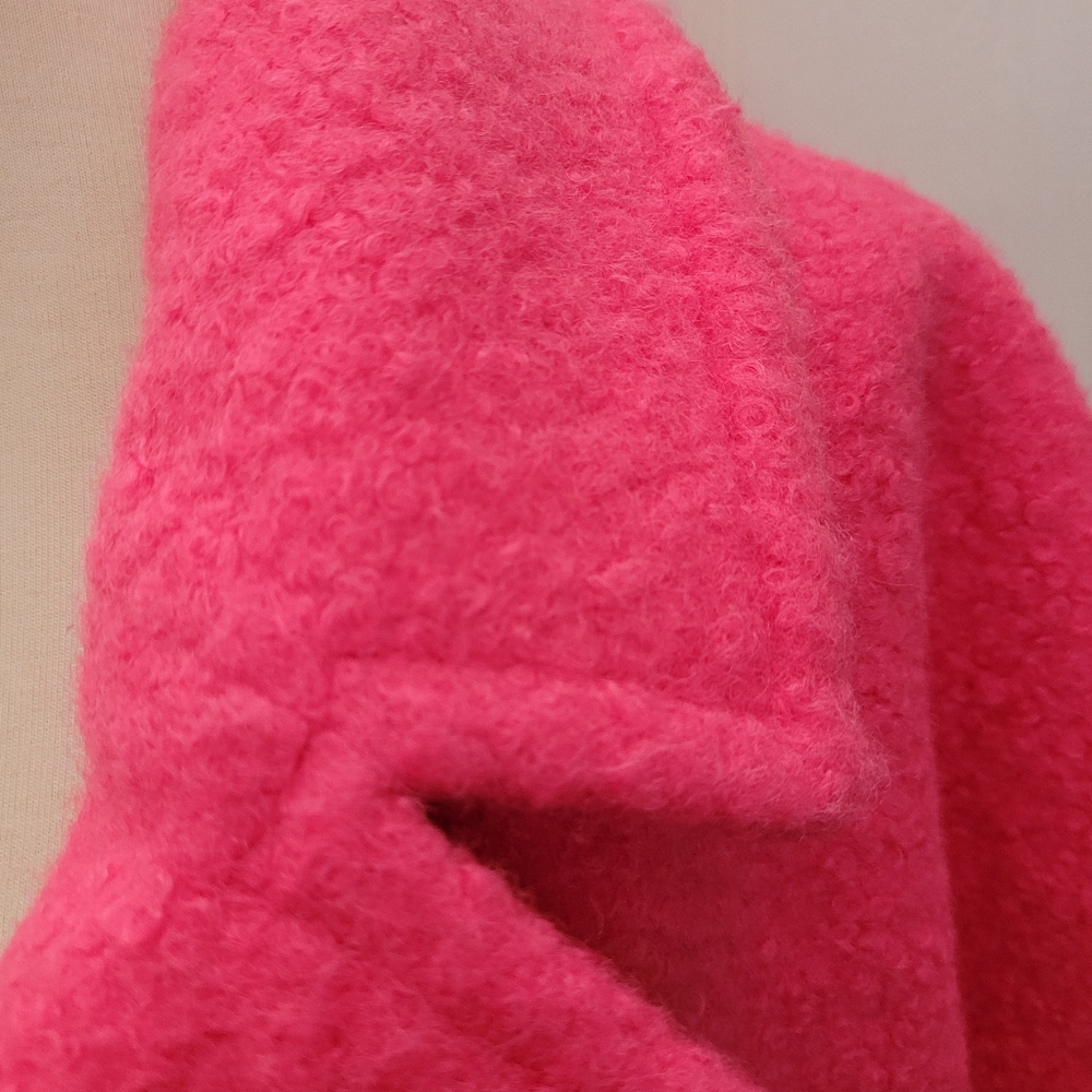New BCBG hot pink boucle long coat bright sexy modern designer size XXL 2X 2XL - Picture 9 of 14